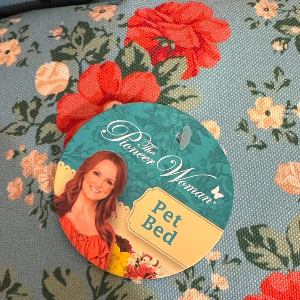The Pioneer Woman Floral Pet Bed in Red and Blue